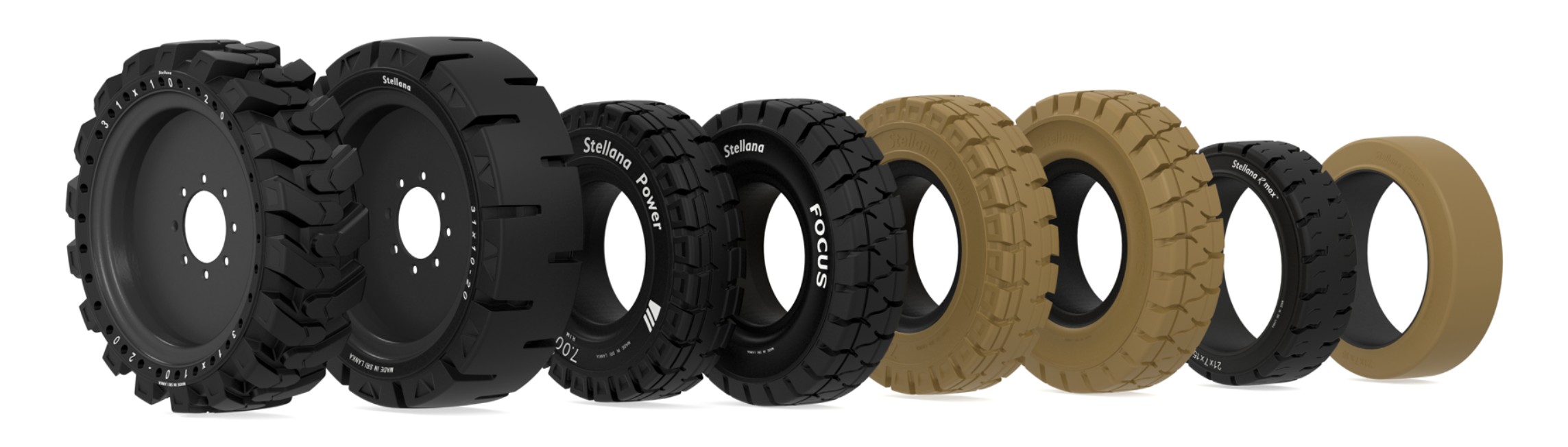 Forklift tires and wheels for warehouse and industrial equipment